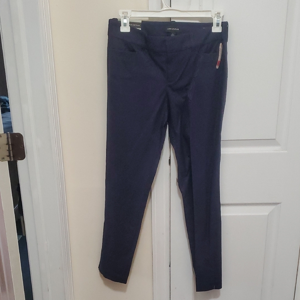 Lord & Taylor Navy Trousers Floral Kelly Ankle 0